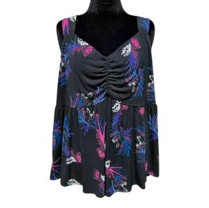 Torrid 4 Floral Black Sleeveless Top Tank 3x/4x NWOT